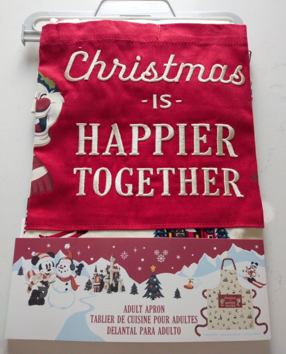 Disney Parks Christmas Is Happier Together Apron Embroidered